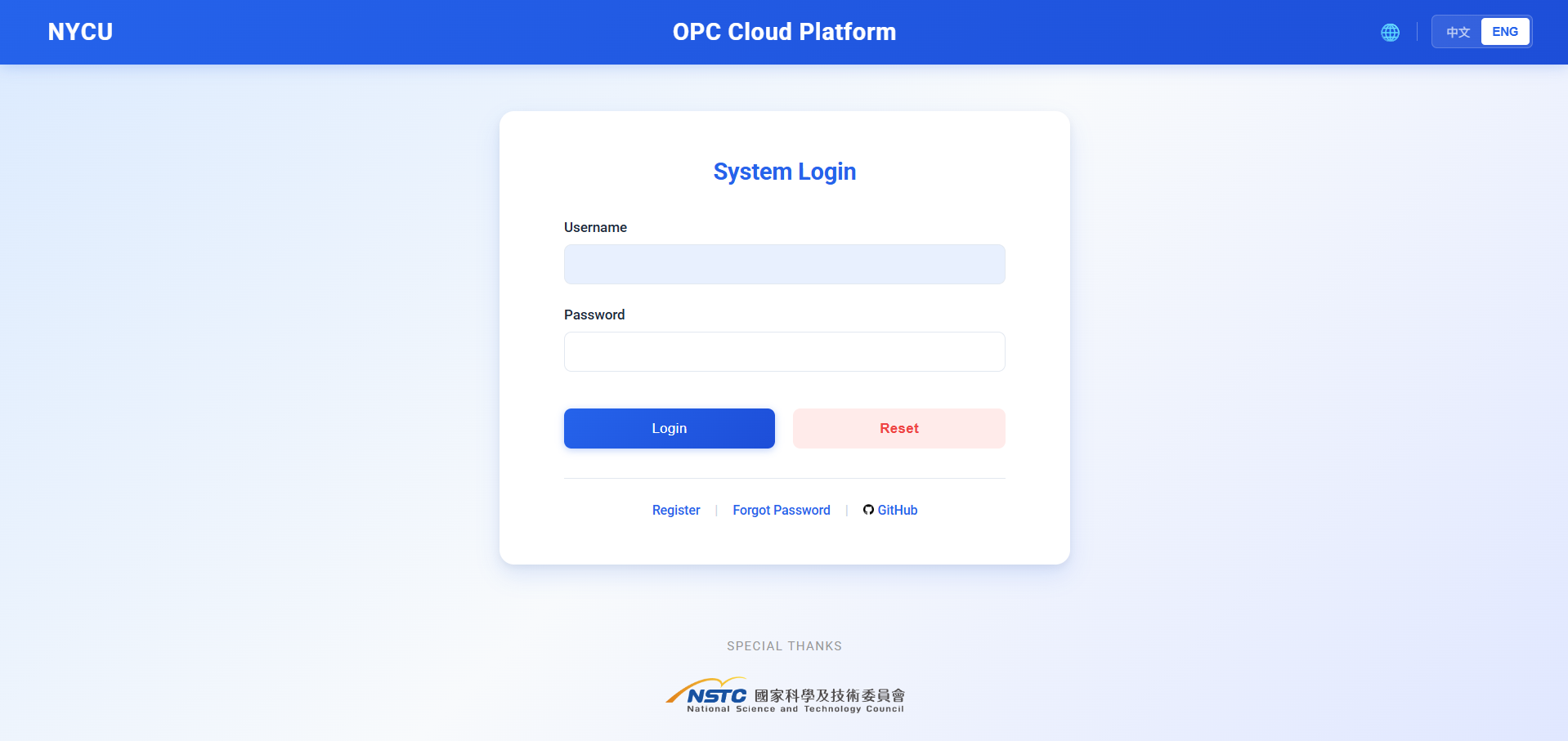 OPC+ Platform Login Page